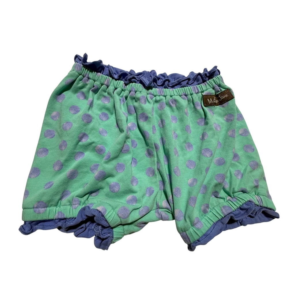 Matilda Jane Baby Girls Polka Dot Ruffle Bloomer Shorts Mint Green Purple 6-12M